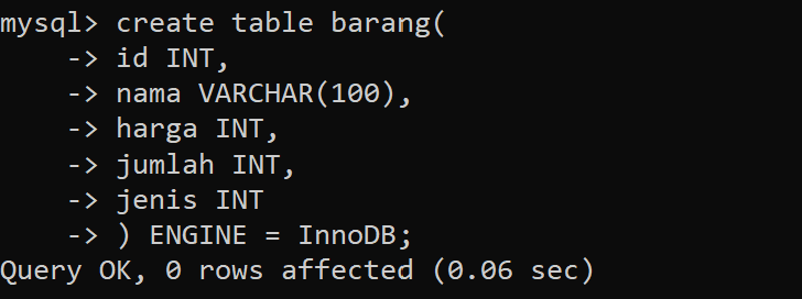 Create Table pada MySQL