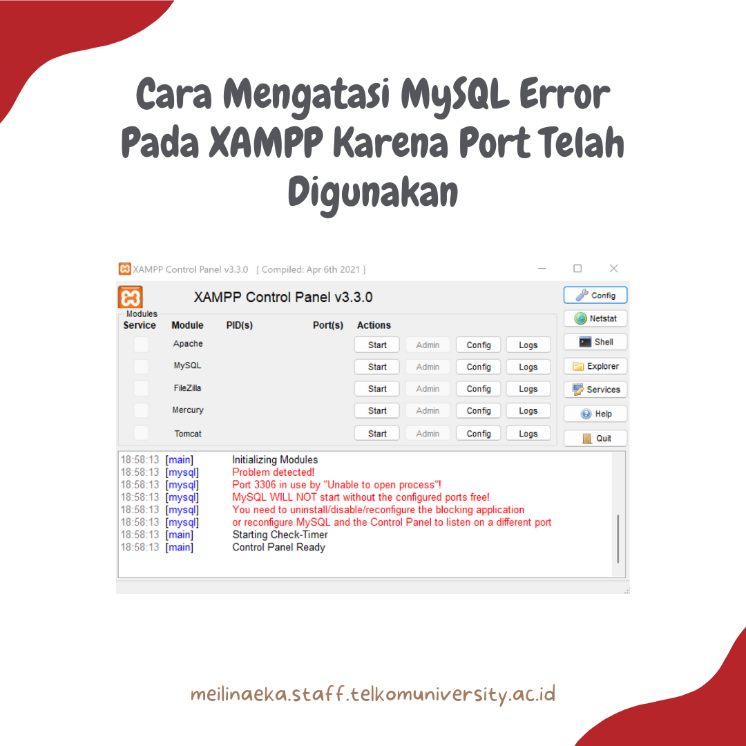 Cara Mengatasi MySQL Error Pada XAMPP Karena Port Telah Digunakan