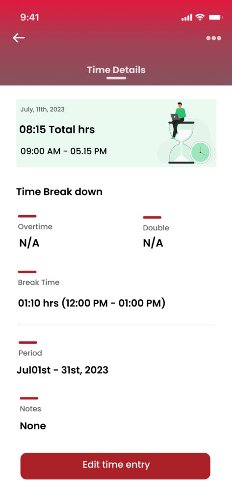 Time Details Check in employee My Tel U Mobile